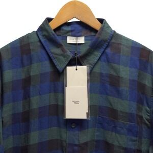 John Elliott Season Nine NEW Men's Sz 4 (XL) Green/Blue Plaid Sheer Cotton Shirt